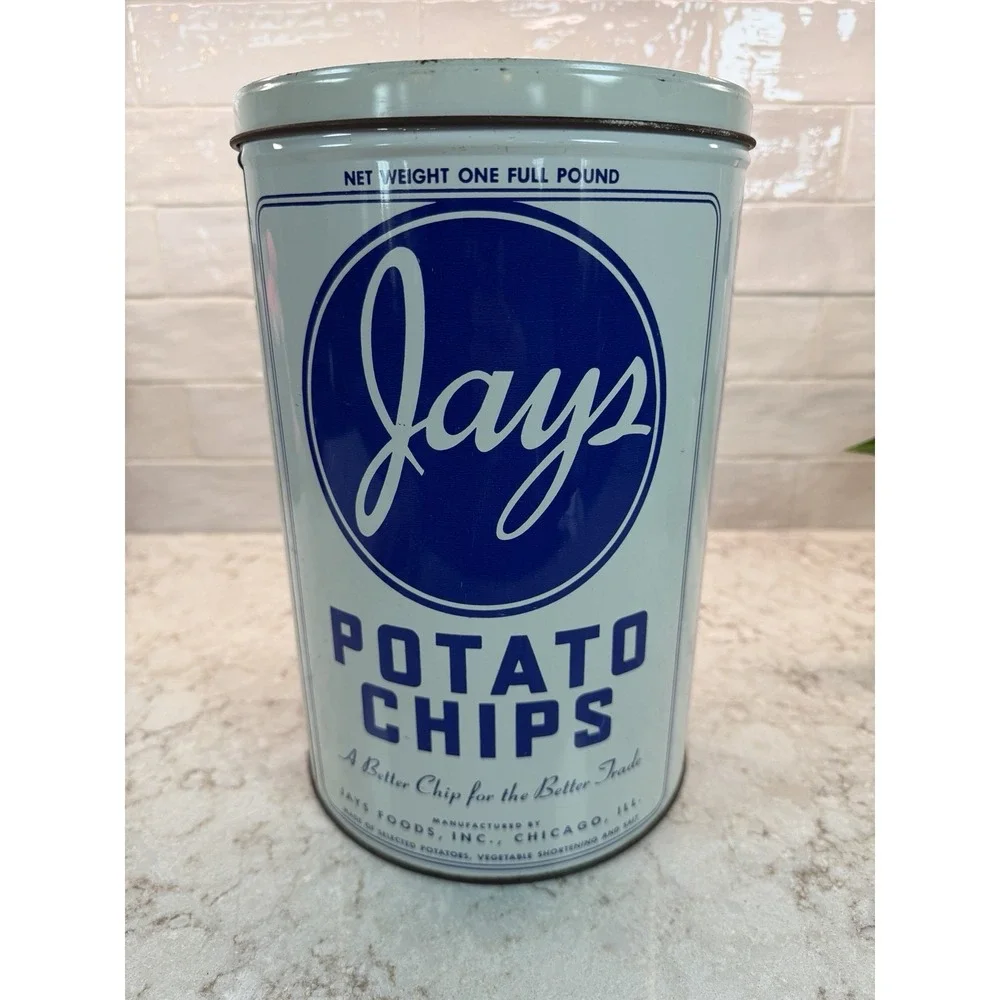 VINTAGE - Jay's Potato Tin, 11.5 In‎ Tall